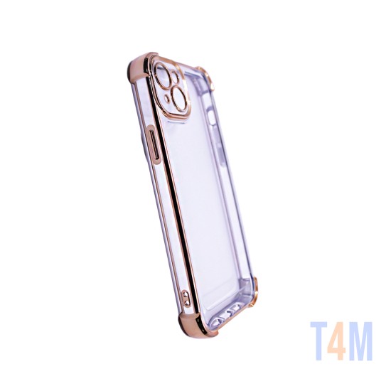 Hard Silicone Case with Camera Lens Q Series for Apple iPhone 13 Gold